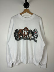 Vintage 90's Dogs White Crewneck