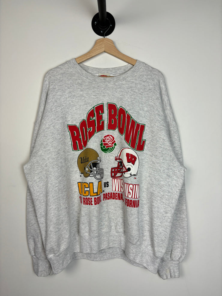 Vintage 1994 Nutmeg Rose Bowl Wisconsin VS UCLA Grey Crewneck