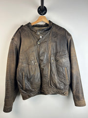 Vintage Adventure Bound Faded Brown Leather Cropped Jacket