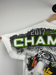 Vintage Nascar Bass Pro Shop Monster All Over Print White Tee