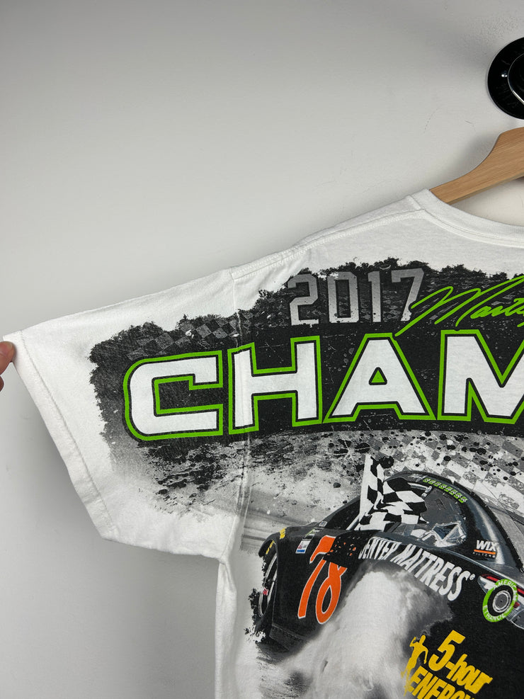 Vintage Nascar Bass Pro Shop Monster All Over Print White Tee