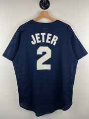 Vintage 90s MLB New York Yankees Jeter Navy Mesh Baseball Jersey