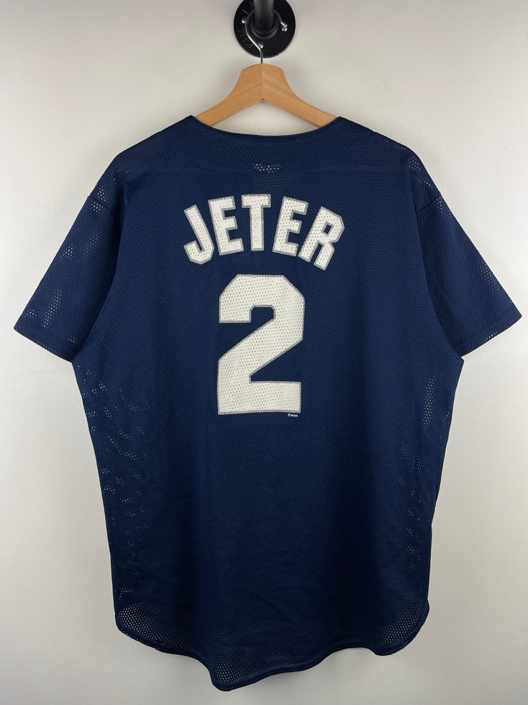 Vintage 90s MLB New York Yankees Jeter Navy Mesh Baseball Jersey