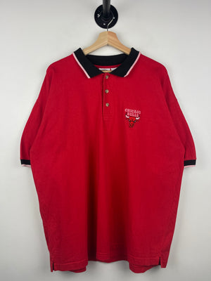 Vintage 90s NBA Pro Edge Chicago Bulls Red Polo Shirt