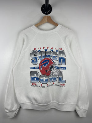 Vintage 90s NFL Buffalo Bills Super Bowl White Crewneck