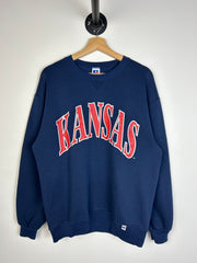 Vintage 90's Russell Kansas Navy Crewneck