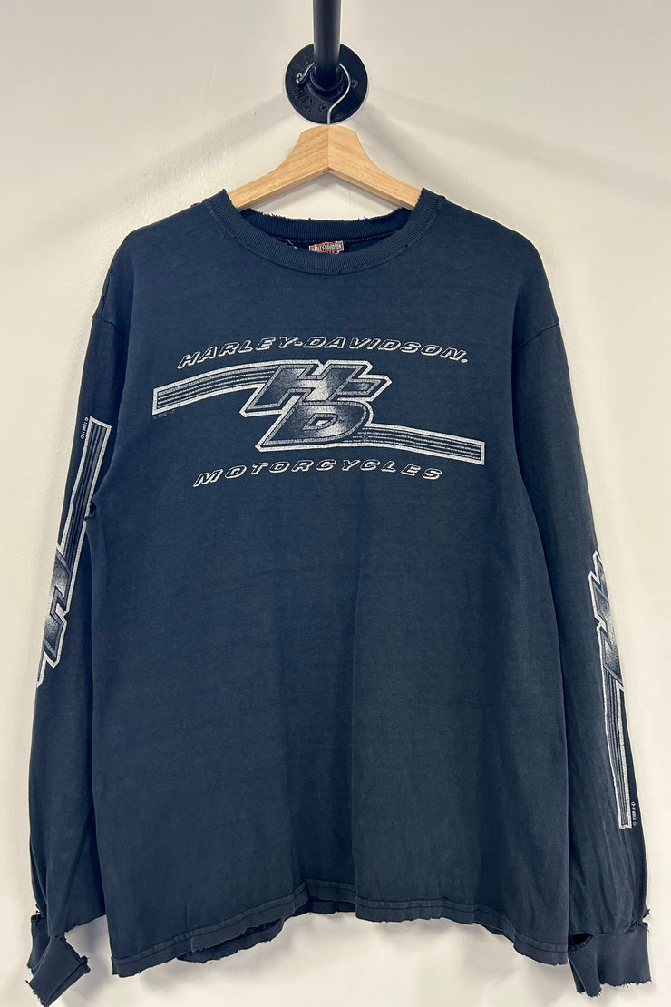 Vintage 1998 Harley Davidson Faded Black Long Sleeve