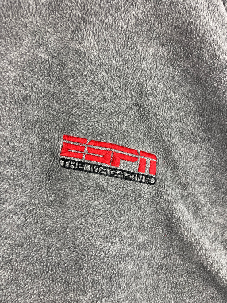 Vintage 90s ESPN The Magazine Grey Quarter Zip Fleece Sweater