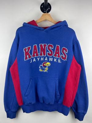 Vintage Kansas Jayhawks University Embroidered Blue Hoodie