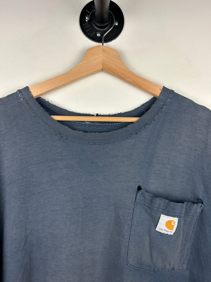 Vintage Carhartt Thrashed Navy Pocket Tee