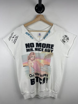 Vintage 80s No More Mr. Nice Guy On Your Knees Florida Spring Break White Cut Off Crewneck