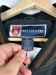 Vintage Free Country Black & Brown Suede Varsity Bomber Jacket