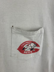 Vintage 90s MLB Logo 7 Cincinnati Red White Tee