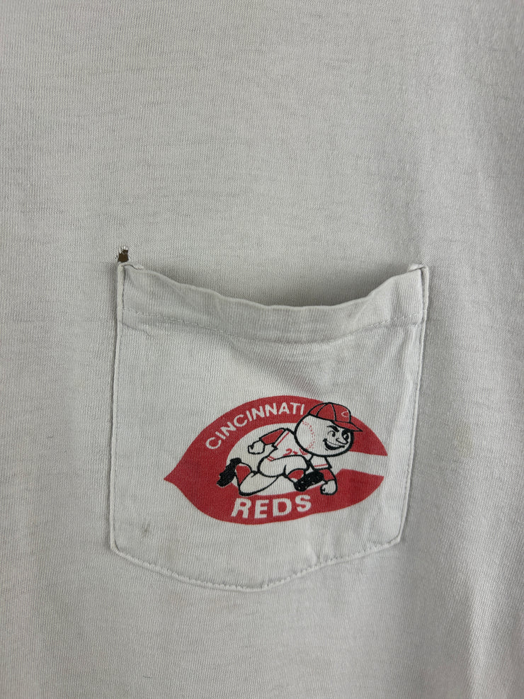 Vintage 90s MLB Logo 7 Cincinnati Red White Tee