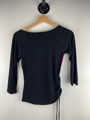 Vintage A Byer Women's Black & Pink Sinch Waist Three Quarter Sleeve Top