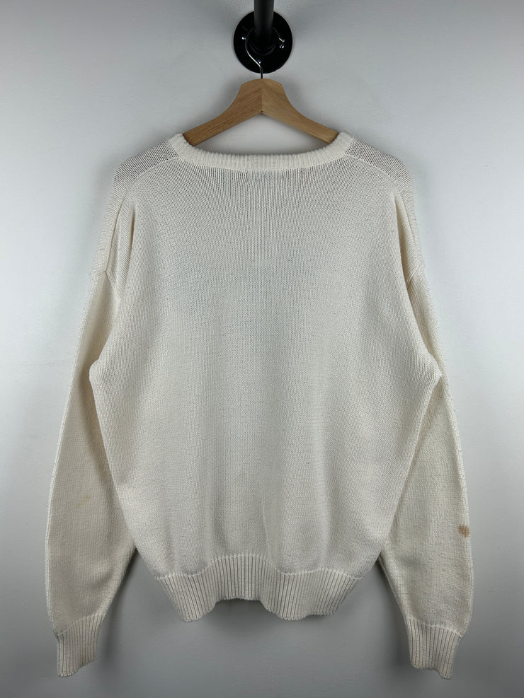 Vintage 90s Disney Mickeys Golf Club Goofy White Knit Sweater