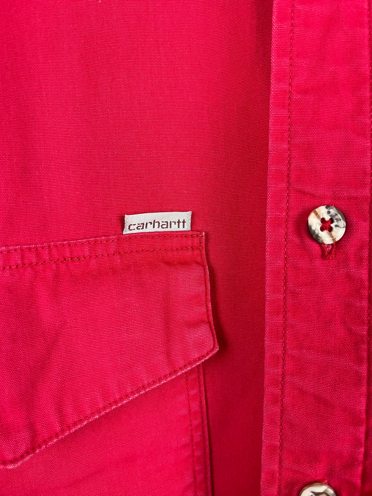 Vintage 90s Carhartt Red Button Up Long Sleeve Shirt