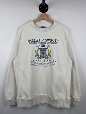 Vintage 90s NFL Nutmeg Dallas Cowboys Embroidered Cream Crewneck