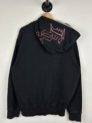 Vintage Y2K Fox Embroidered Black & Red Zip Up Hoodie