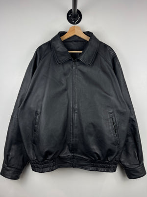 Vintage 90s St Johns Bay Insulated Black Leather Bomber Jacket