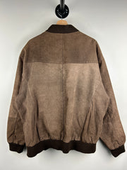 Vintage Brown Suede Leather Bomber Jacket