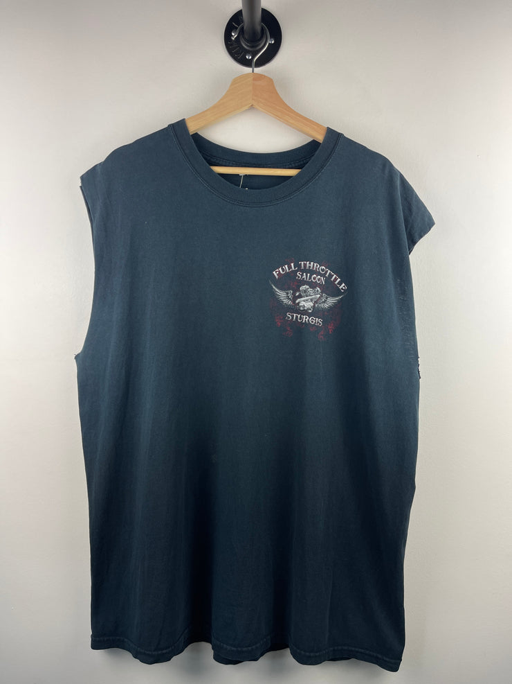 Vintage Sturgis Full Throttle Saloon Black Cut Off Tank Top