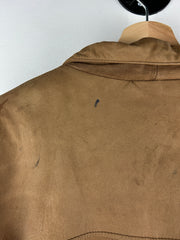 Vintage 90s Mountain Express Faded Brown Leather Bomber Jacket