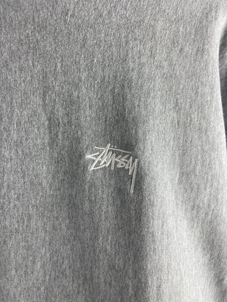 Stussy Script Embroidered Grey Hoodie