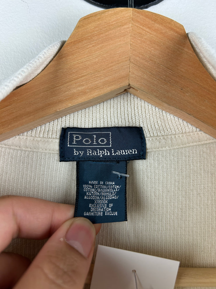 Vintage 90s Polo Ralph Lauren Pony White Quarter Zip Sweater