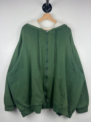 Vintage 90s King Size Blank Green Thermal Lined Zip Up Hoodie