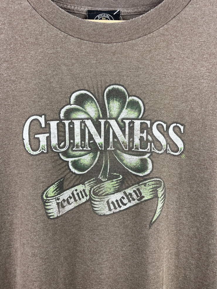 Vintage Guinness Beer Feelin Lucky Brown Tee