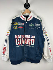 Vintage Nascar Chase Dale Jr National Guard Navy & White Racing Jacket