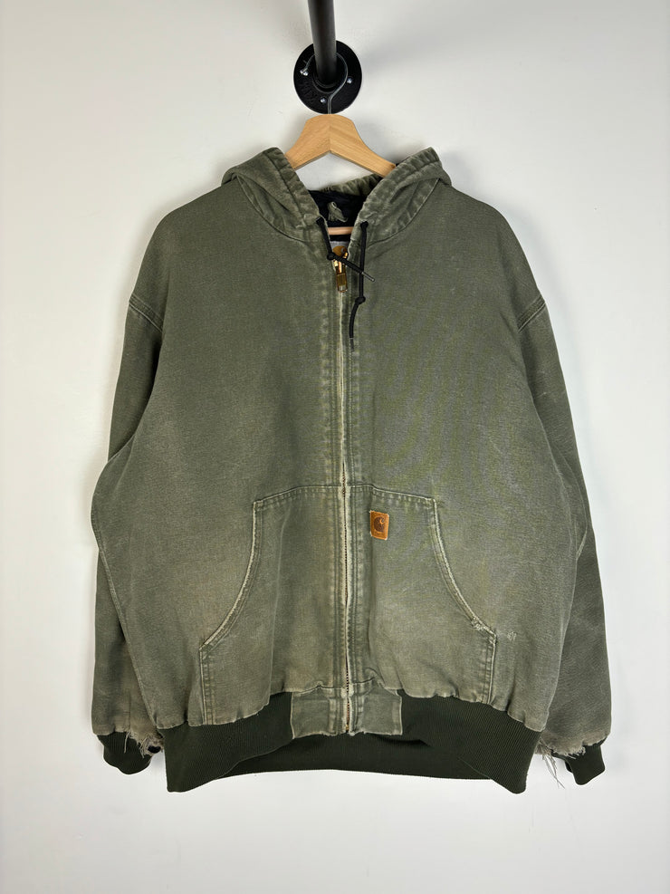 Vintage Y2K Carhartt Active Moss Green Hooded Jacket J281 MOS