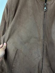 Vintage 90s American Weekend Faded Brown Leather Suede Bomber Jacket