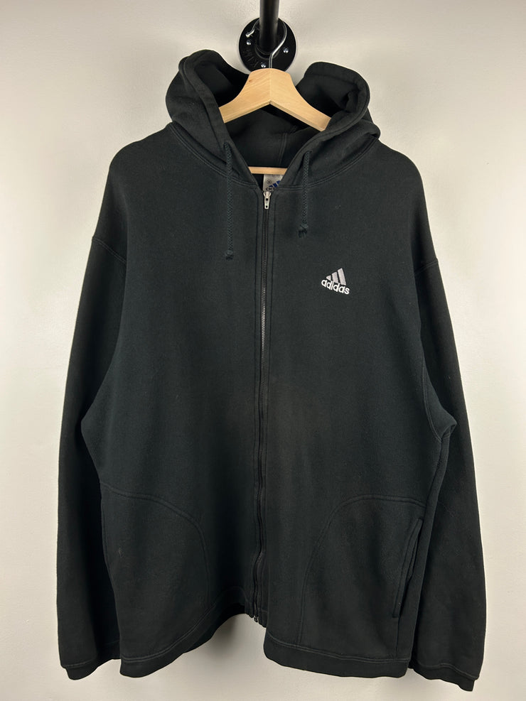Vintage Adidas Embroidered Black Zip Up Hoodie