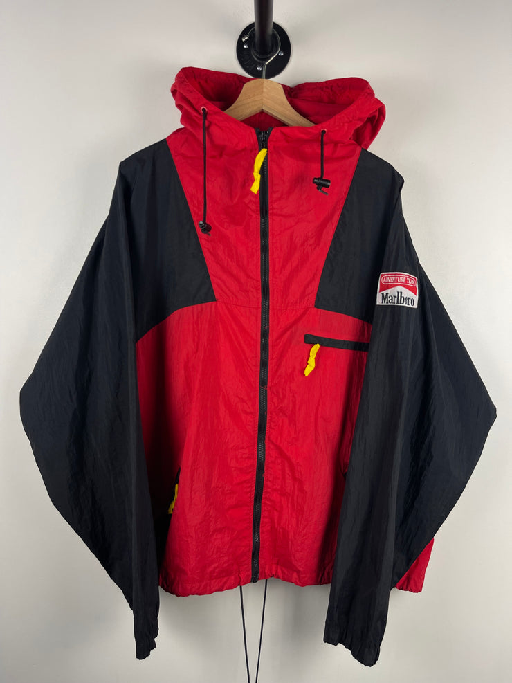 Vintage 90s Marlboro Patch Red & Black Windbreaker