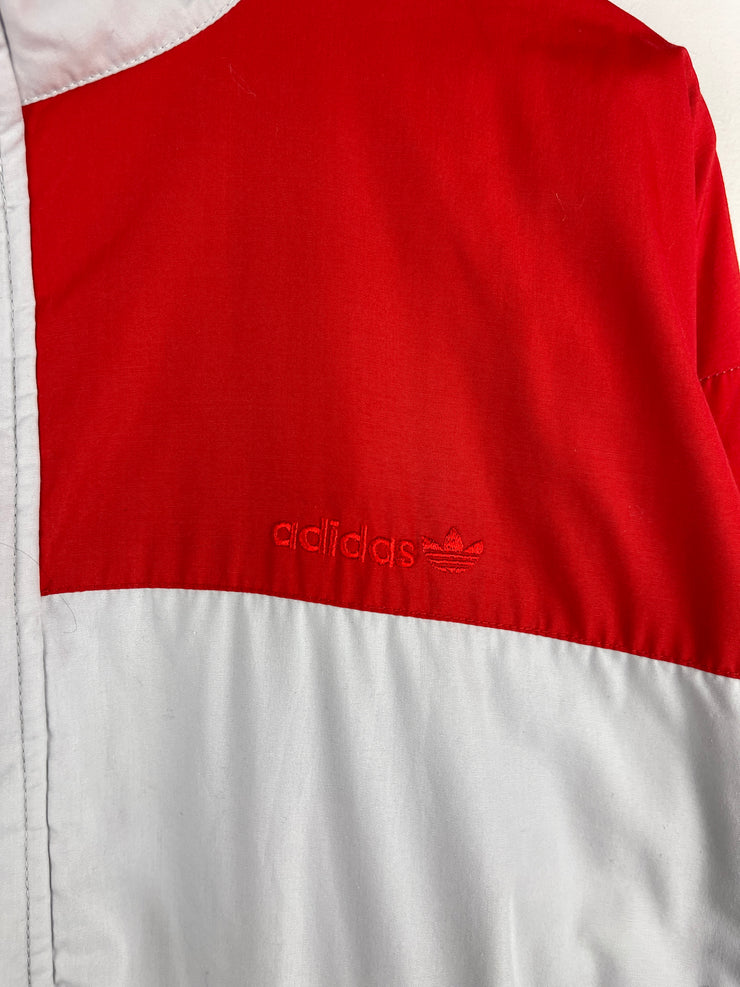 Vintage 80s Adidas Spellout Red & Grey Windbreaker