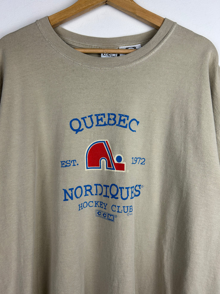 Vintage CCM Quebec Nordiques NHL Tan Tee