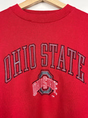 Vintage 90s Logo 7 Ohio State University Embroidered Red Crewneck