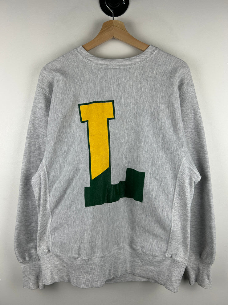 Vintage 90s Champion Reverse Weave Le Moyne College Grey Crewneck