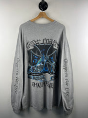 Vintage West Coast Choppers Motorcycle Sleeve Print Grey Long Sleeve