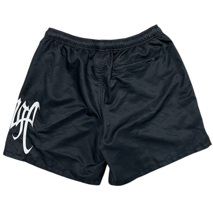 Revenge Embroidered Black Shorts