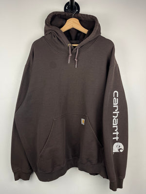 Vintage Carhartt Patch Spellout Brown Hoodie
