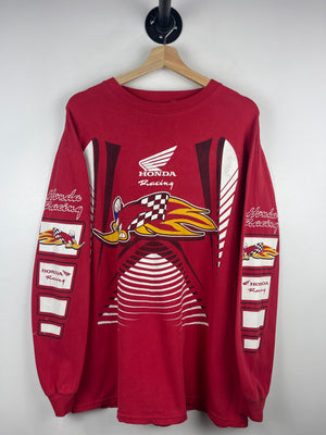 Vintage Honda Racing Woody Woodpecker Red Long Sleeve