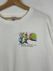 Vintage 90s Scooby Doo Weed Pass Scooby The Doobie Parody White Tee
