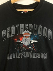 Vintage Harley Davidson Police Brotherhood Black Tee