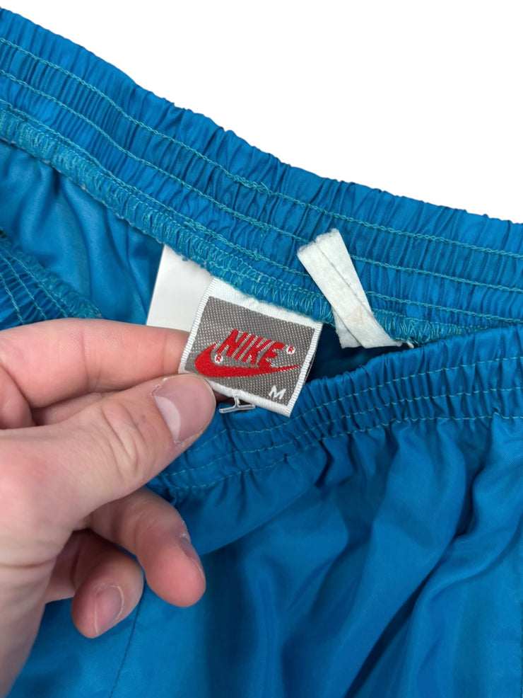 Vintage 80s Nike Swoosh Spellout Blue Splash Pants