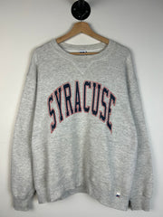 Vintage 90's Russell Syracuse Spellout Grey Crewneck