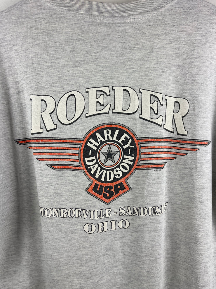 Vintage 90s Harley Davidson Eagle Ohio Grey Pocket Tee