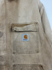 Vintage 90s Carhartt Arctic Blanket Lined Beige Work Jacket